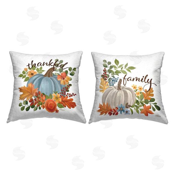 Stupell Industries Cat Thurman Designs | Family Thankful Fall Pumkin Printed Throw Pillow Set
