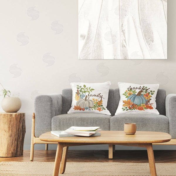 stupell industries Cat Thurman Designs | Family Thankful Fall Pumkin Printed Throw Pillow Set
