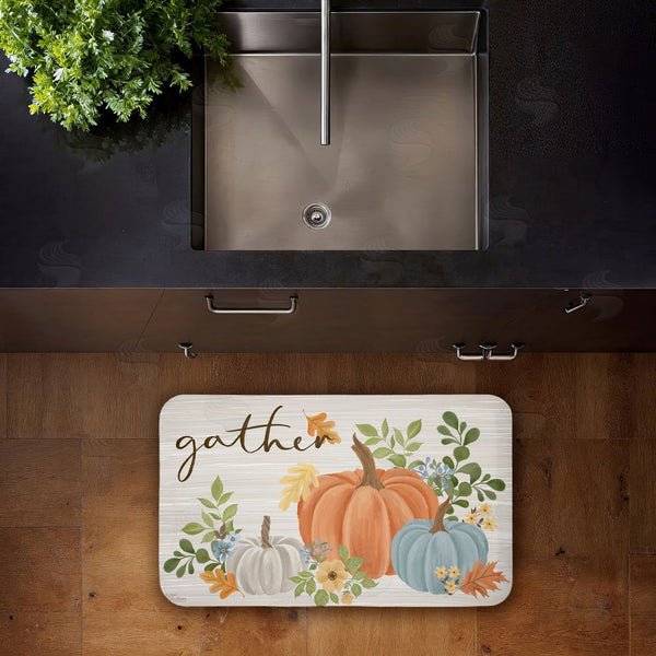 Stupell Industries Cat Thurman Designs | Gather Welcome Autumn Pumpkins Anti-Fatigue Mat