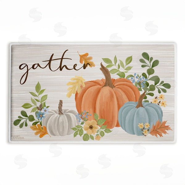 stupell industries Cat Thurman Designs | Gather Welcome Autumn Pumpkins Plush Bath Mat