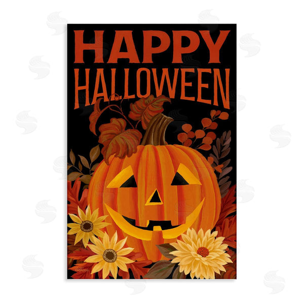 stupell industries Cat Thurman Designs | Happy Halloween Floral Pumpkin