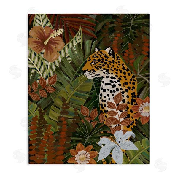 stupell industries Cat Thurman Designs | Hibiscus Jungle Leopard Wall Art
