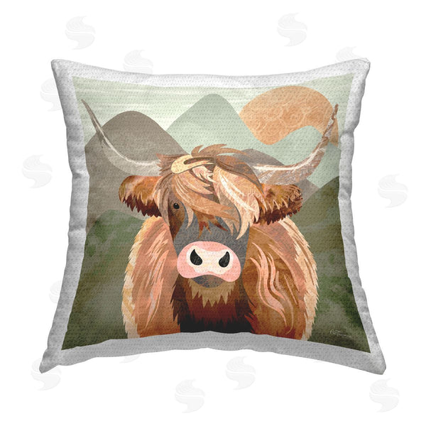 Stupell Industries Cat Thurman Designs | Modern Cattle Landscape Printed Throw Pillow