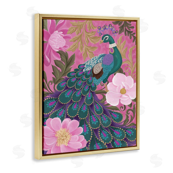 Stupell Industries Cat Thurman Designs | Peacock And Pink Blossoms