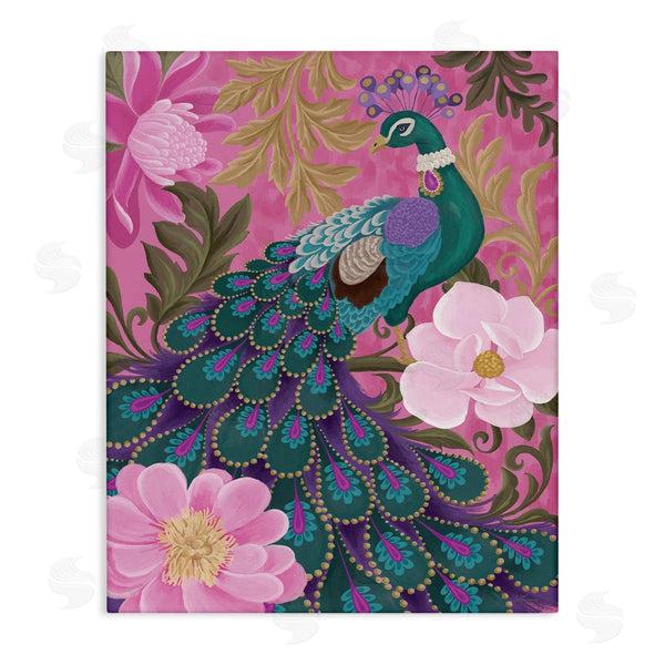 stupell industries Cat Thurman Designs | Peacock and Pink Blossoms