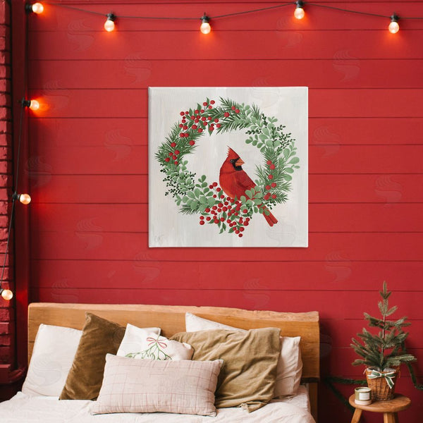 Stupell Industries Cat Thurman Designs | Perched Cardinal Festive Wreath