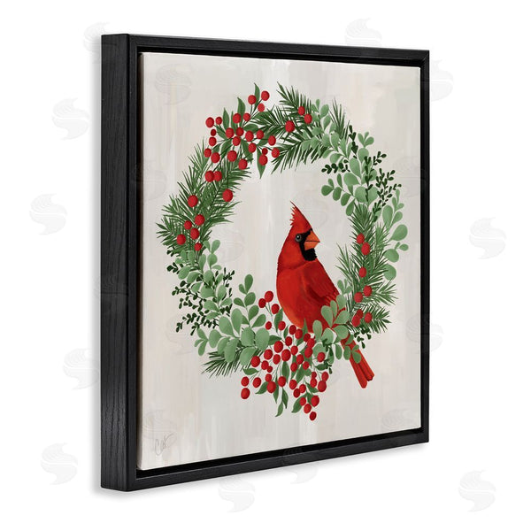 Stupell Industries Cat Thurman Designs | Perched Cardinal Festive Wreath