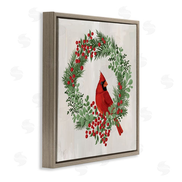 Stupell Industries Cat Thurman Designs | Perched Cardinal Festive Wreath