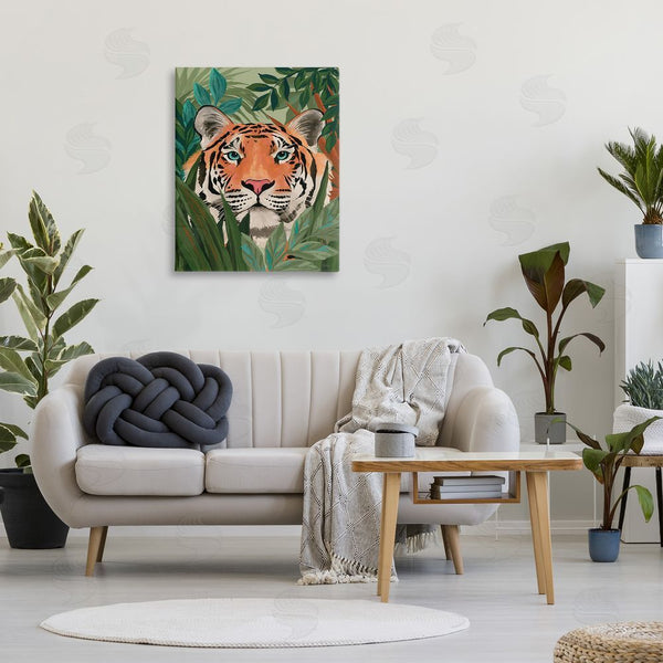 Stupell Industries Cat Thurman Designs | Tiger Peeking In Leaves Wall Art