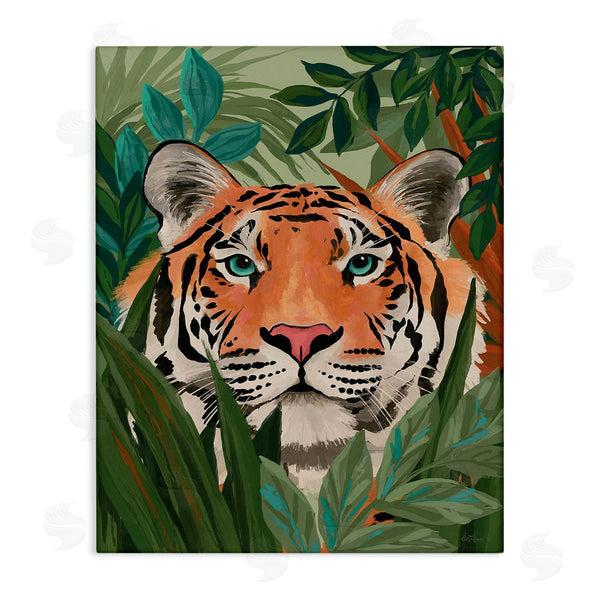 stupell industries Cat Thurman Designs | Tiger Peeking in Leaves Wall Art