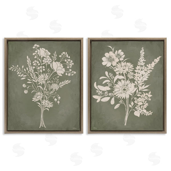 Stupell Industries Cat Thurman Designs | Wildflower Silhouettes On Green