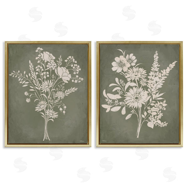 Stupell Industries Cat Thurman Designs | Wildflower Silhouettes On Green