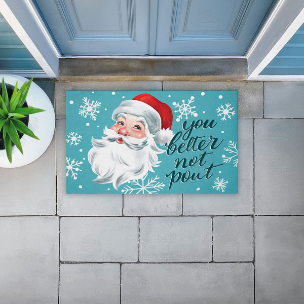 Stupell Industries Caverly Smith | Better Not Pout Antique Santa Non-Woven Door Mat