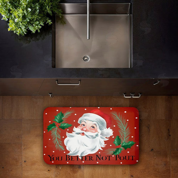 Stupell Industries Caverly Smith | Better Not Pout Vintage Santa Anti-Fatigue Mat