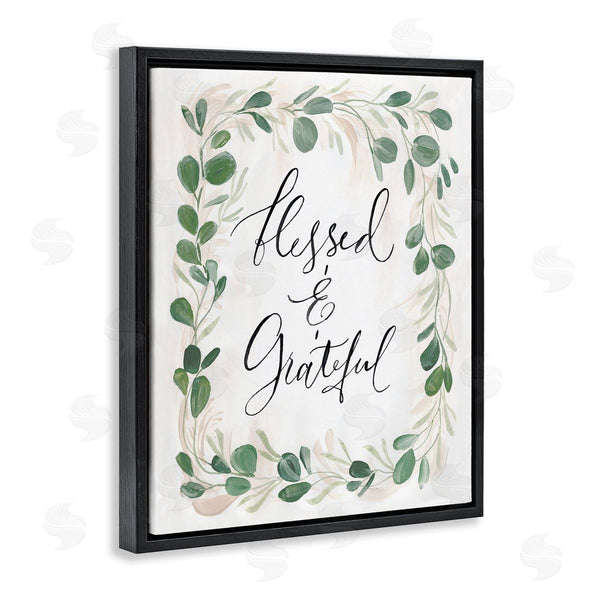 Stupell Industries Caverly Smith | Blessed & Grateful Botanical Eucalyptus Border Calligraphy Wall Art