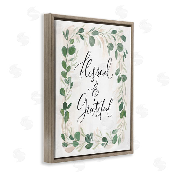 Stupell Industries Caverly Smith | Blessed & Grateful Botanical Eucalyptus Border Calligraphy Wall Art