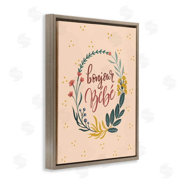 Stupell Industries Caverly Smith | Bonjour Bebe Floral Wreath