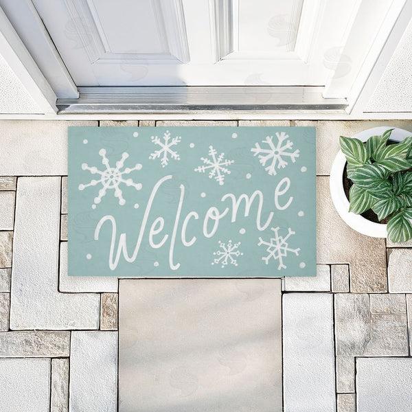 Stupell Industries Caverly Smith | Holiday Welcome Snowflakes Non-Woven Door Mat