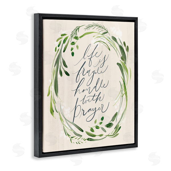 Stupell Industries Caverly Smith | Religious Prayer Phrase Script Botanical Leaf Border Wall Art