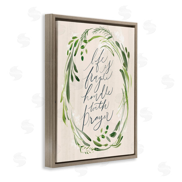Stupell Industries Caverly Smith | Religious Prayer Phrase Script Botanical Leaf Border Wall Art