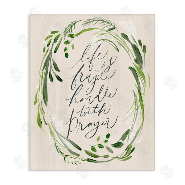 stupell industries Caverly Smith | Religious Prayer Phrase Script Botanical Leaf Border Wall Art
