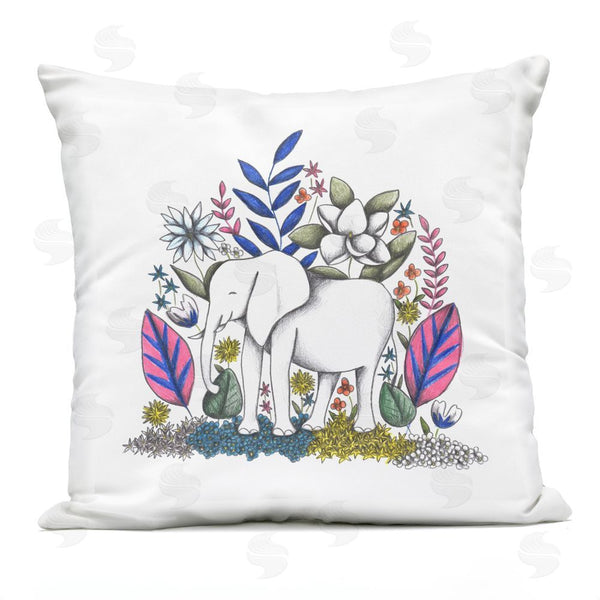 Stupell Industries Cecilia Battaini | Elephant In Midst Of Flowers Printed Throw Pillow