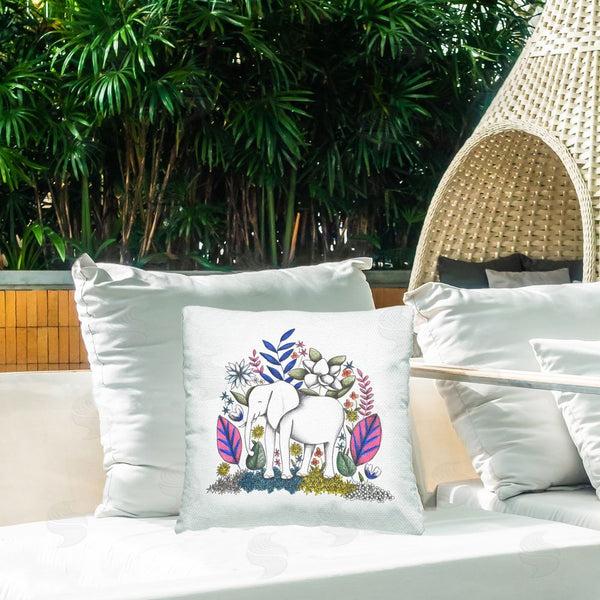 Stupell Industries Cecilia Battaini | Elephant In Midst Of Flowers Printed Throw Pillow