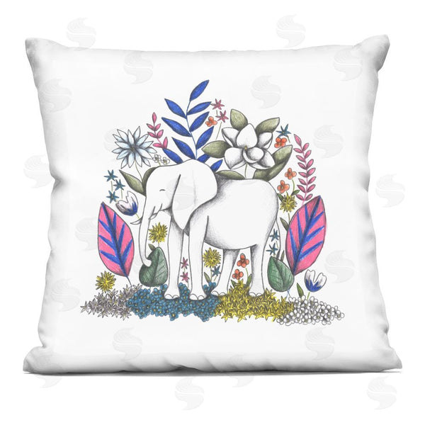 stupell industries Cecilia Battaini | Elephant in Midst of Flowers Printed Throw Pillow