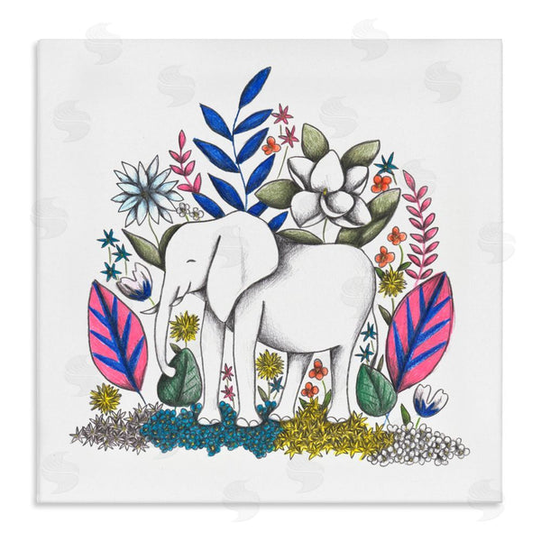 stupell industries Cecilia Battaini | Elephant in Midst of Flowers Wall Art