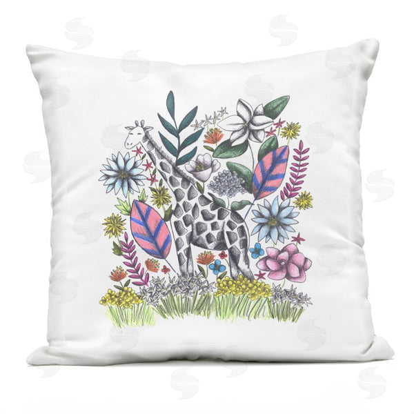Stupell Industries Cecilia Battaini | Giraffe In Midst Of Flowers Printed Throw Pillow