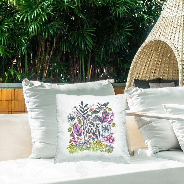 Stupell Industries Cecilia Battaini | Giraffe In Midst Of Flowers Printed Throw Pillow
