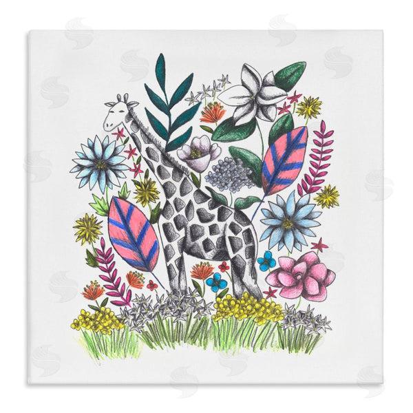 stupell industries Cecilia Battaini | Giraffe in Midst of Flowers Wall Art
