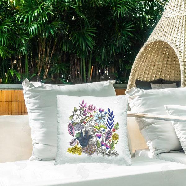 Stupell Industries Cecilia Battaini | Leopard In Midst Of Flowers Printed Throw Pillow