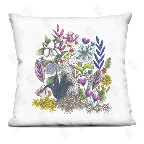 stupell industries Cecilia Battaini | Leopard in Midst of Flowers Printed Throw Pillow