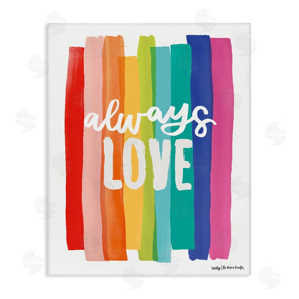 stupell industries Cecily Moore | Always Love Rainbow Striped Brushstrokes Calligraphy Wall Art