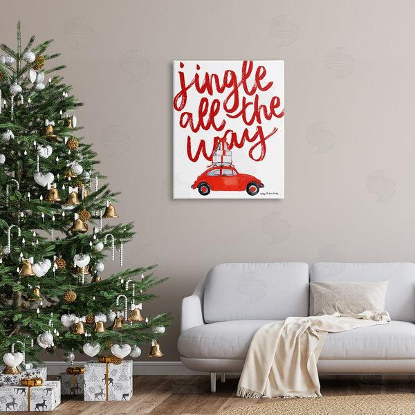 Stupell Industries Cecily Moore | Jingle All The Way Holiday Gifts Red Car Driving Wall Art