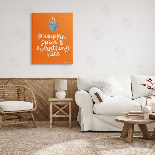 Stupell Industries Cecily Moore | Pumpkin Spice Steaming Coffee Mug Fall Calligraphy Wall Art