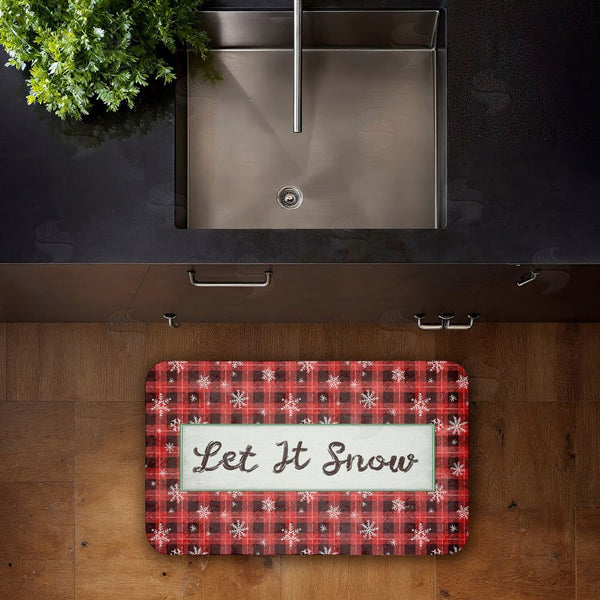 Stupell Industries Chad Barrett | Let It Snow Red Plaid Anti-Fatigue Mat