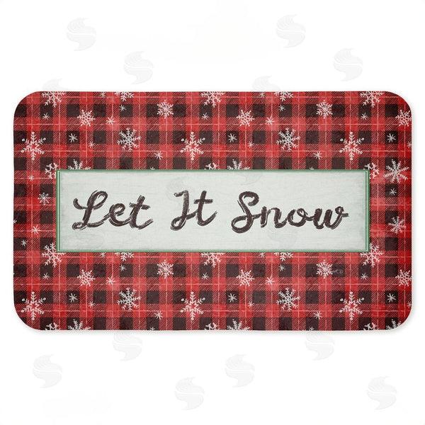 stupell industries Chad Barrett | Let It Snow Red Plaid Anti-Fatigue Mat