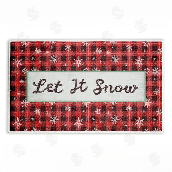 stupell industries Chad Barrett | Let It Snow Red Plaid Plush Bath Mat