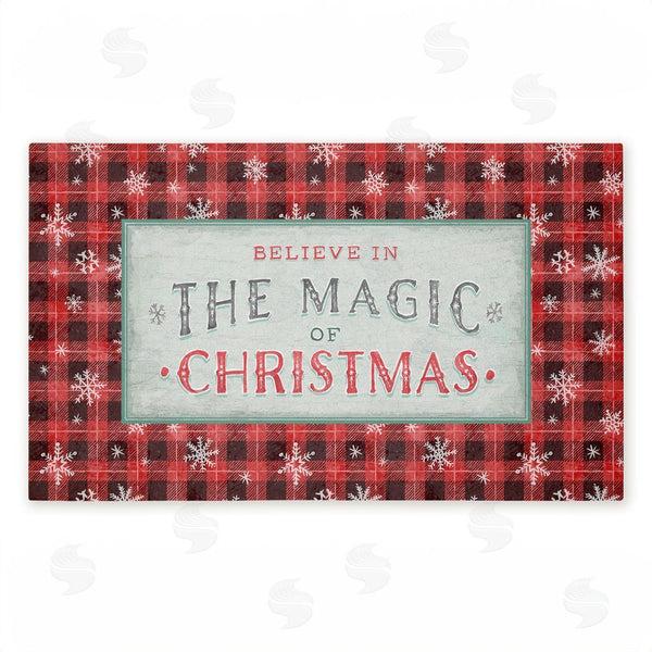 stupell industries Chad Barrett | Magic of Christmas Red Plaid Non-Woven Door Mat