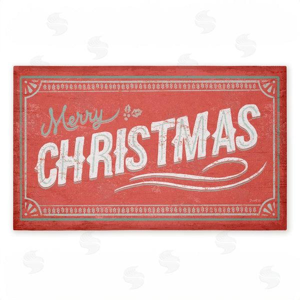 stupell industries Chad Barrett | Red Vintage Merry Christmas Non-Woven Door Mat