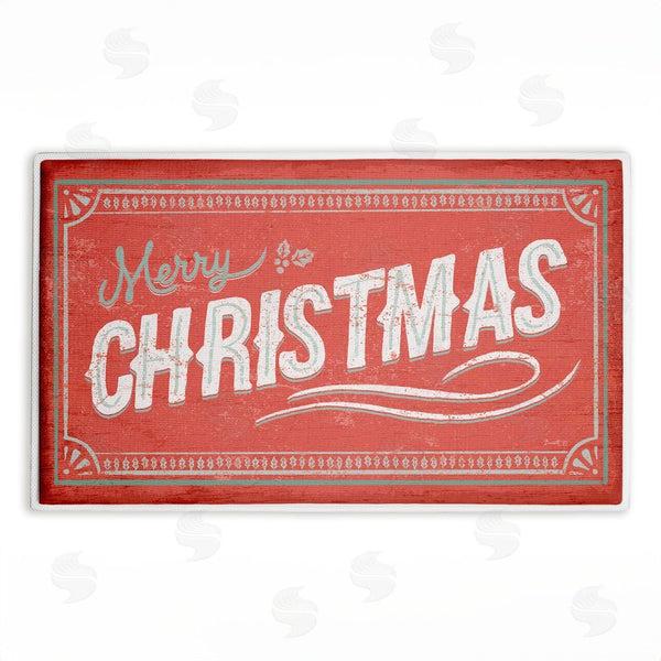stupell industries Chad Barrett | Red Vintage Merry Christmas Plush Bath Mat