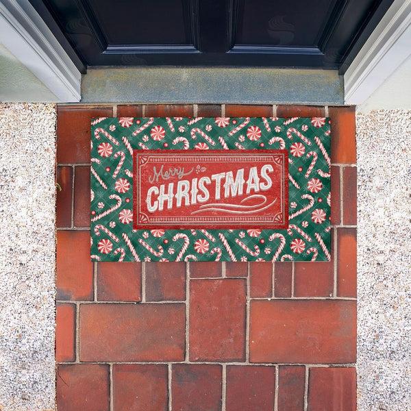 Stupell Industries Chad Barrett | Vintage Christmas Candies Non-Woven Door Mat