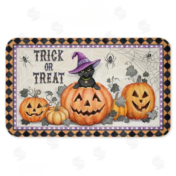 stupell industries Chad Barrett | Vintage Halloween Cat & Pumpkins Anti-Fatigue Mat