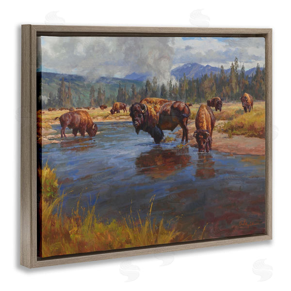 Stupell Industries Chad Poppleton | Bison Herd By River Wall Art