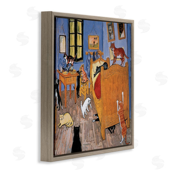 Stupell Industries Chameleon Design Inc. | Cats In Bedroom Classics Parody