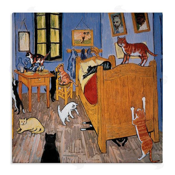 stupell industries Chameleon Design Inc. | Cats in Bedroom Classics Parody