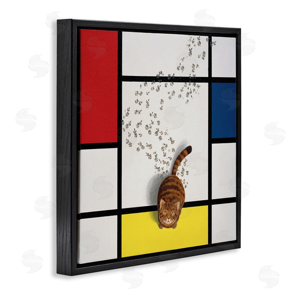 Stupell Industries Chameleon Design Inc. | Classical Mondrian Abstract Cat Painting Parody Wall Art