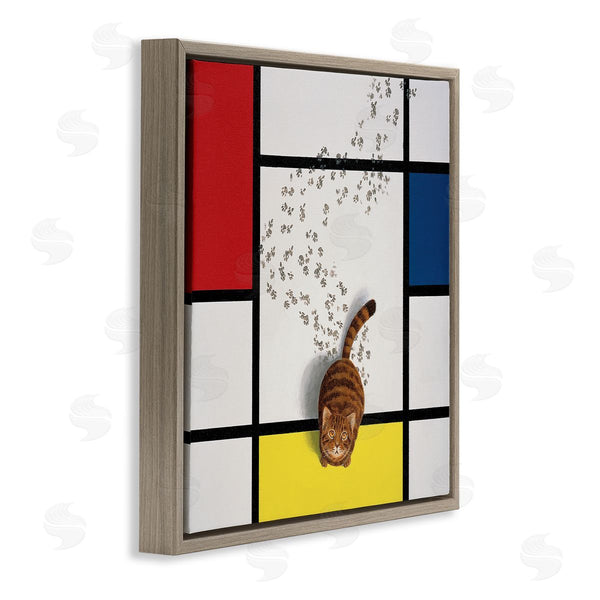 Stupell Industries Chameleon Design Inc. | Classical Mondrian Abstract Cat Painting Parody Wall Art